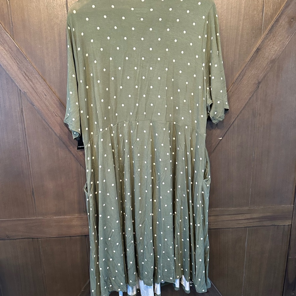 Torrid Olive Polka Dot Midi Dress - Picture 5 of 7